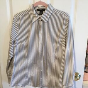 Apostrophe Brand Women’s Sz. XL Grey & White Stripe L/S Blouse